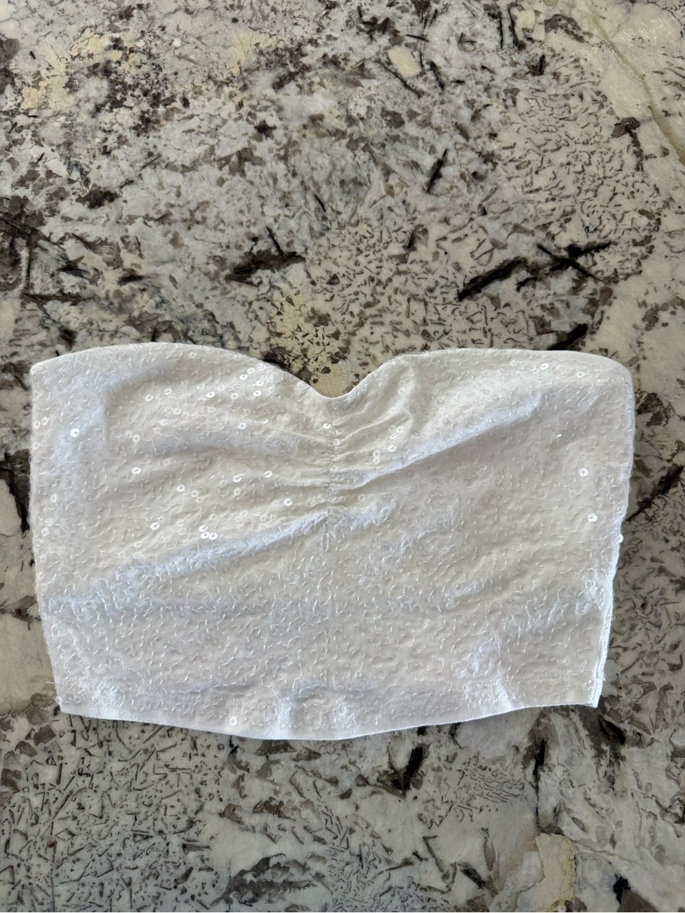 Express White Sequin Strapless Bandeau size M